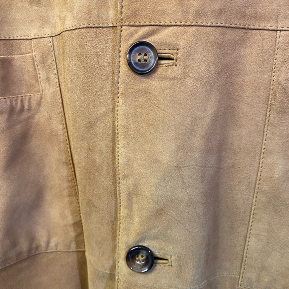 RR Serra Mens Tan Suede Cost 3/4 Length with Pockets Button Closure Lined - Picture 4 of 15